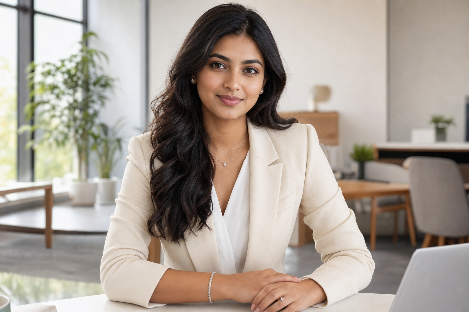 Woman wearing minimal diamond jewellery